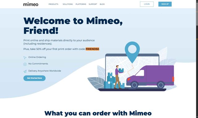 Mimeo checkout page showing Mimeo coupon code box | Screenshot taken by SimplyCodes community member on Jun 5, 2025
