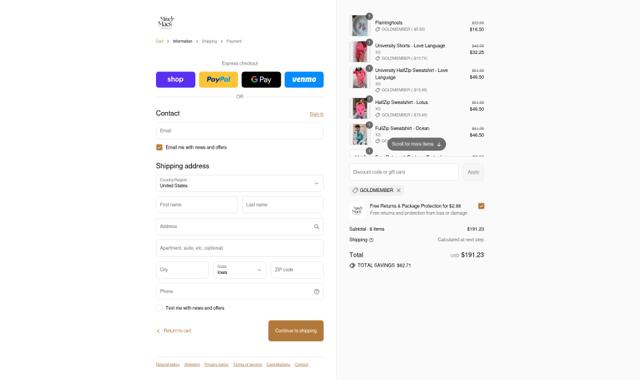 Mindy Mae's Market checkout page showing Mindy Mae's Market coupon code box | Screenshot taken by SimplyCodes community member on Sep 12, 2025