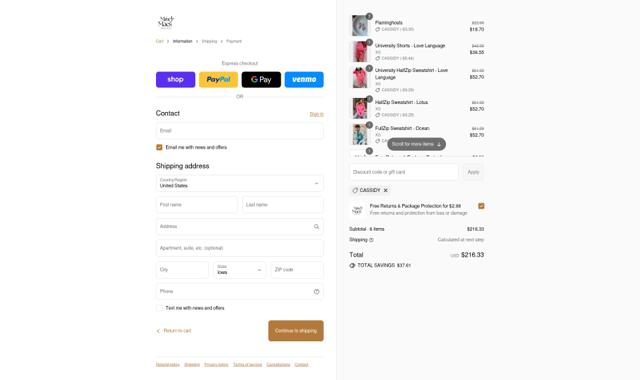 Mindy Mae's Market checkout page showing Mindy Mae's Market coupon code box | Screenshot taken by SimplyCodes community member on Sep 12, 2025