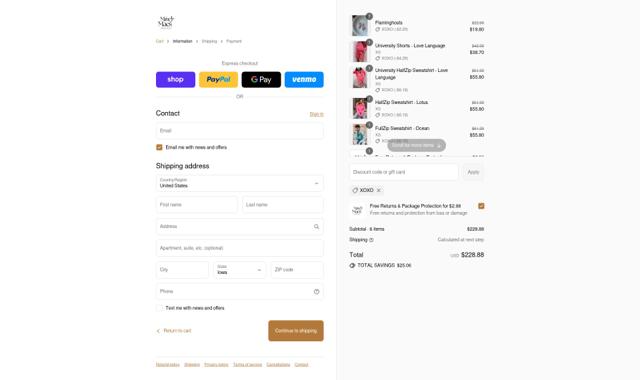 Mindy Mae's Market checkout page showing Mindy Mae's Market coupon code box | Screenshot taken by SimplyCodes community member on Sep 12, 2025