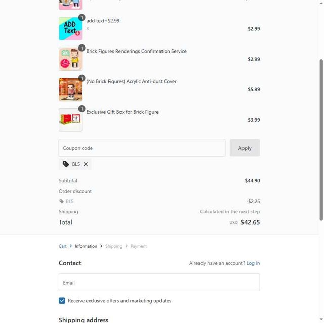 MineBrick checkout page showing MineBrick discount code box | Screenshot taken by SimplyCodes community member on Apr 29, 2025