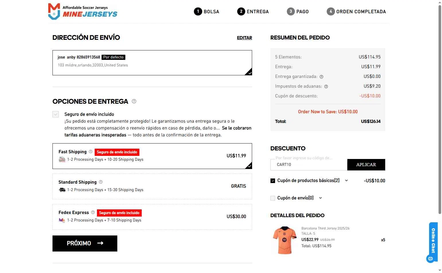MineJerseys checkout page showing MineJerseys promo code box | Screenshot taken by SimplyCodes community member on Aug 29, 2025