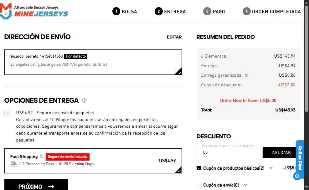 MineJerseys checkout page showing MineJerseys promo code box | Screenshot taken by SimplyCodes community member on Oct 3, 2025