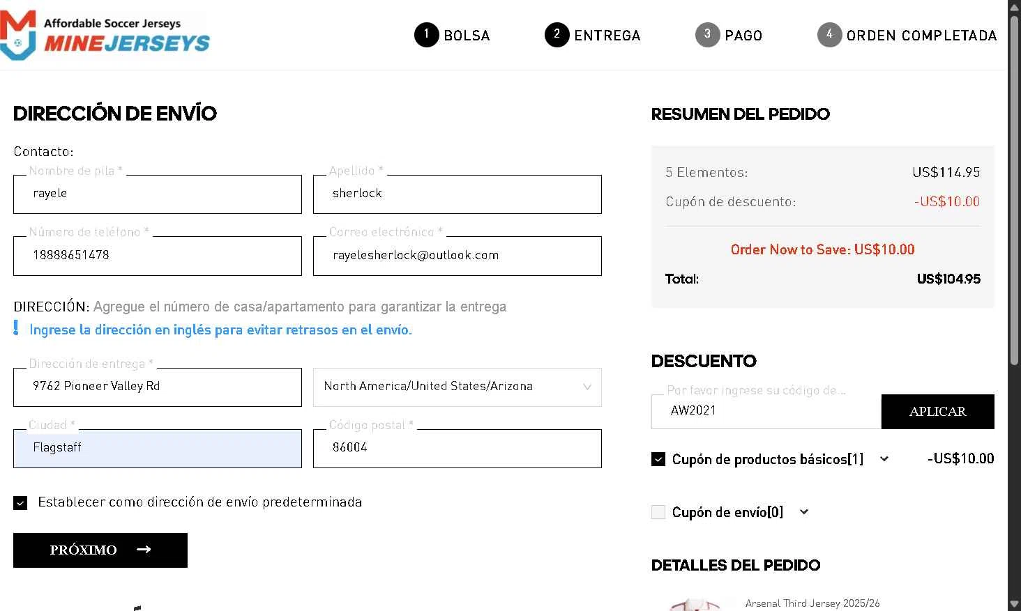 MineJerseys checkout page showing MineJerseys promo code box | Screenshot taken by SimplyCodes community member on Sep 30, 2025