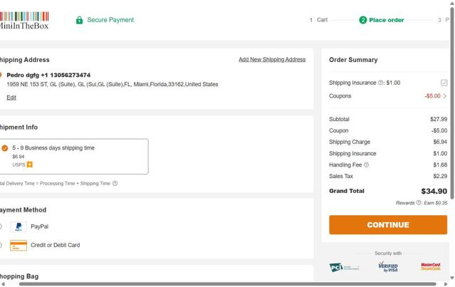 MiniInTheBox checkout page showing MiniInTheBox discount code box | Screenshot taken by SimplyCodes community member on May 1, 2025