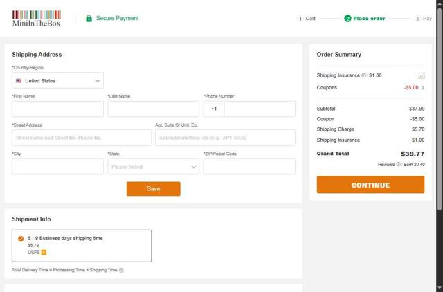 MiniInTheBox checkout page showing MiniInTheBox discount code box | Screenshot taken by SimplyCodes community member on Jul 1, 2025
