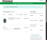 MINIMAL10% coupon verification screenshot