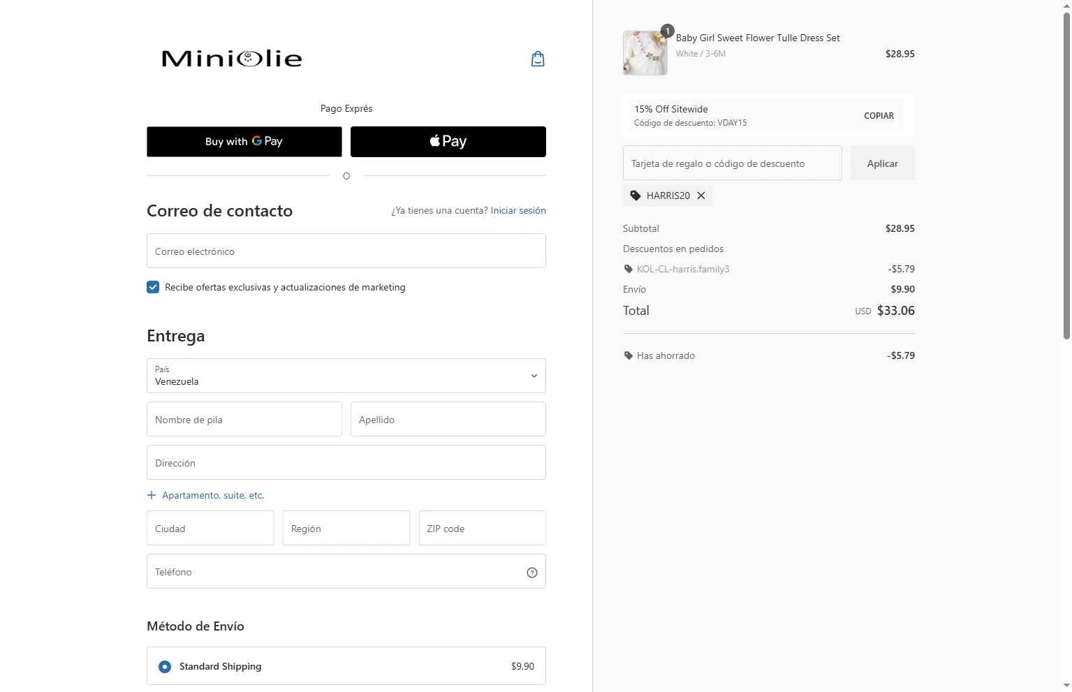 MiniOlie checkout page showing MiniOlie coupon code box | Screenshot taken by SimplyCodes community member on Feb 13, 2026