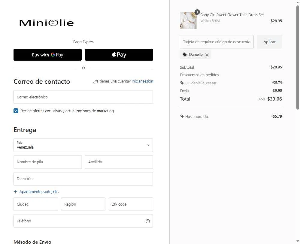 MiniOlie checkout page showing MiniOlie coupon code box | Screenshot taken by SimplyCodes community member on Feb 7, 2026