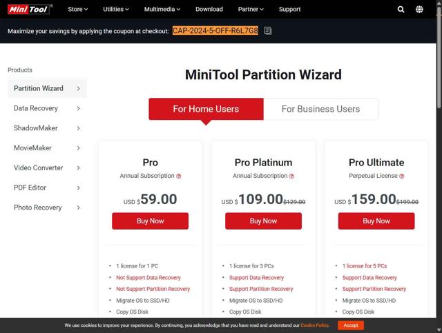 MiniTool checkout page showing MiniTool coupon code box | Screenshot taken by SimplyCodes community member on Jun 8, 2025