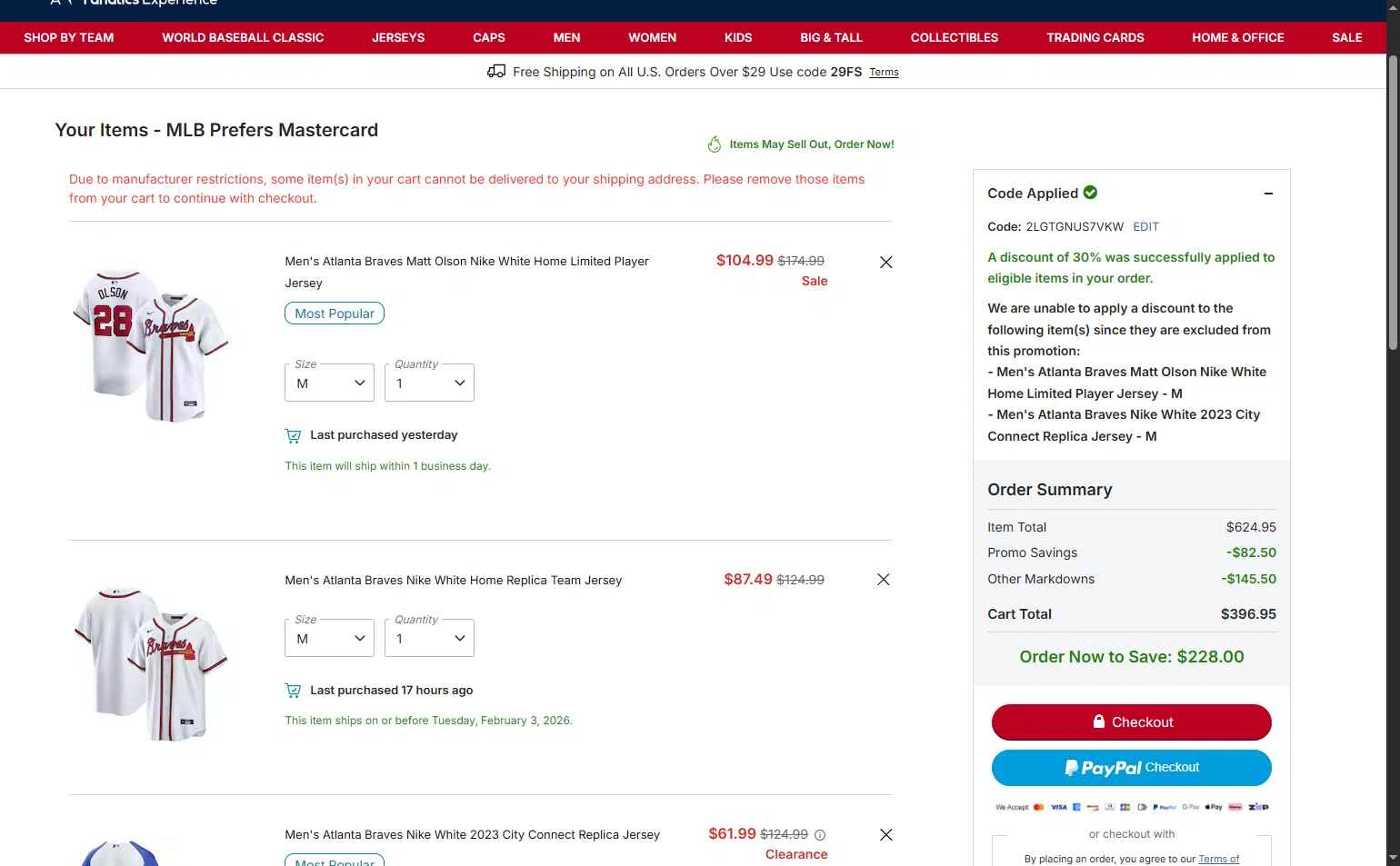 Minnesota Twins checkout page showing Minnesota Twins promo code box | Screenshot taken by SimplyCodes community member on Feb 2, 2026