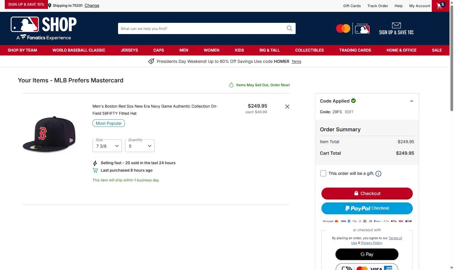 Minnesota Twins checkout page showing Minnesota Twins promo code box | Screenshot taken by SimplyCodes community member on Feb 14, 2026
