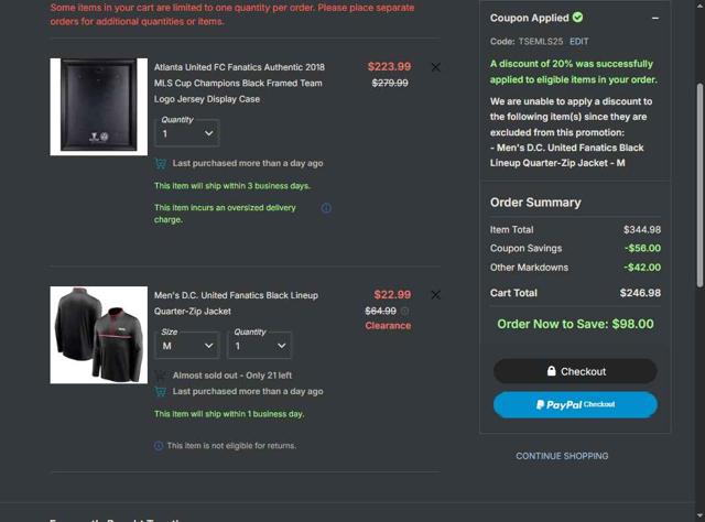 Minnesota United FC checkout page showing Minnesota United FC promo code box | Screenshot taken by SimplyCodes community member on Sep 27, 2025
