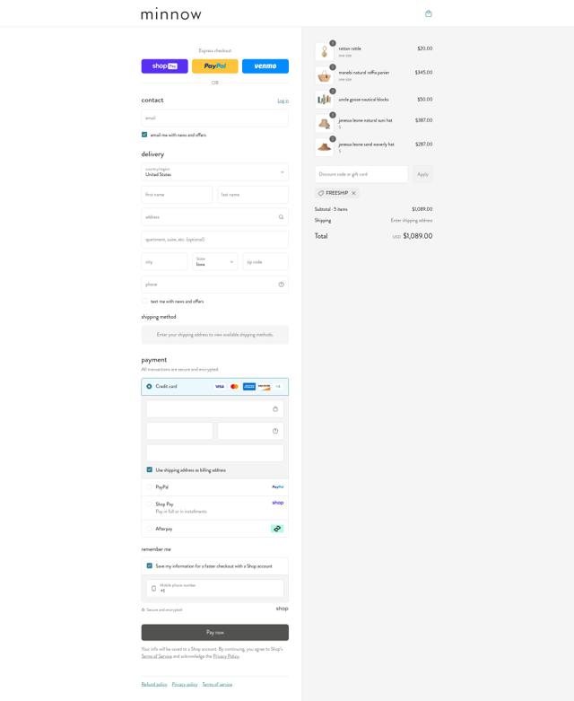 Minnow checkout page showing Minnow discount code box | Screenshot taken by SimplyCodes community member on Aug 26, 2025
