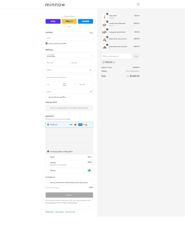 Minnow checkout page showing Minnow discount code box | Screenshot taken by SimplyCodes community member on Sep 4, 2025