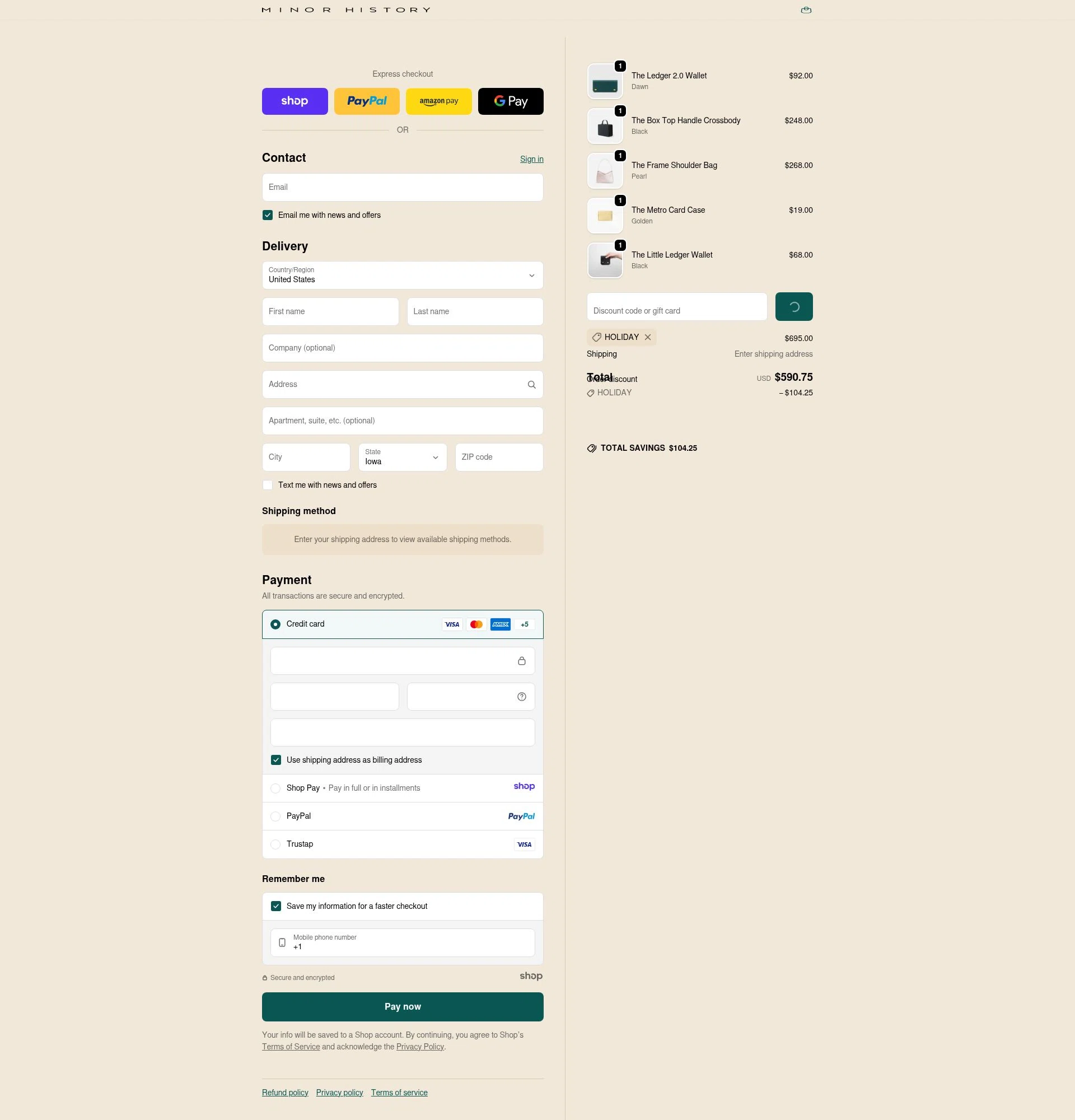 Minor History checkout page showing Minor History promo code box | Screenshot taken by SimplyCodes community member on Jan 4, 2026