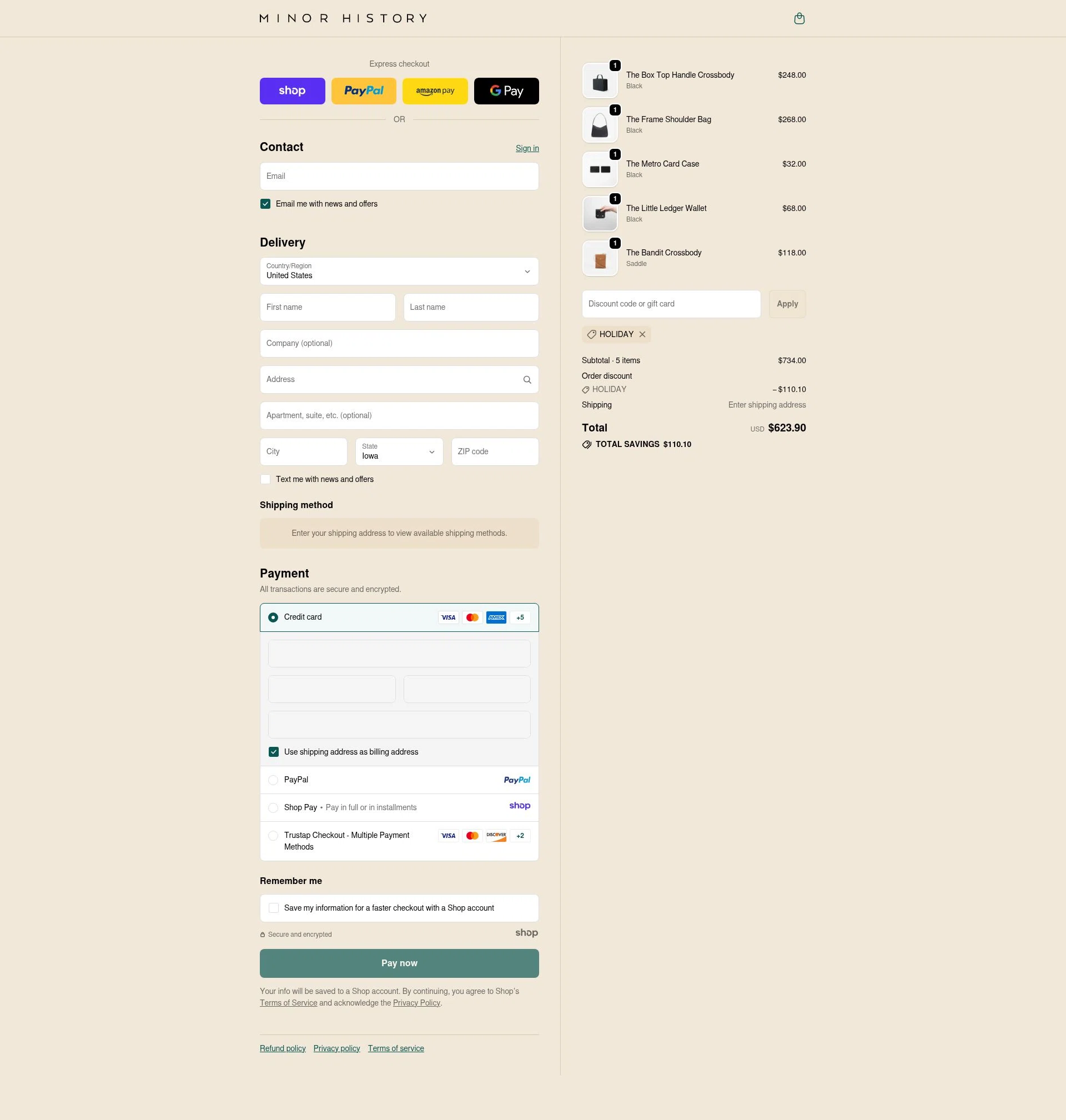 Minor History checkout page showing Minor History promo code box | Screenshot taken by SimplyCodes community member on Dec 7, 2025
