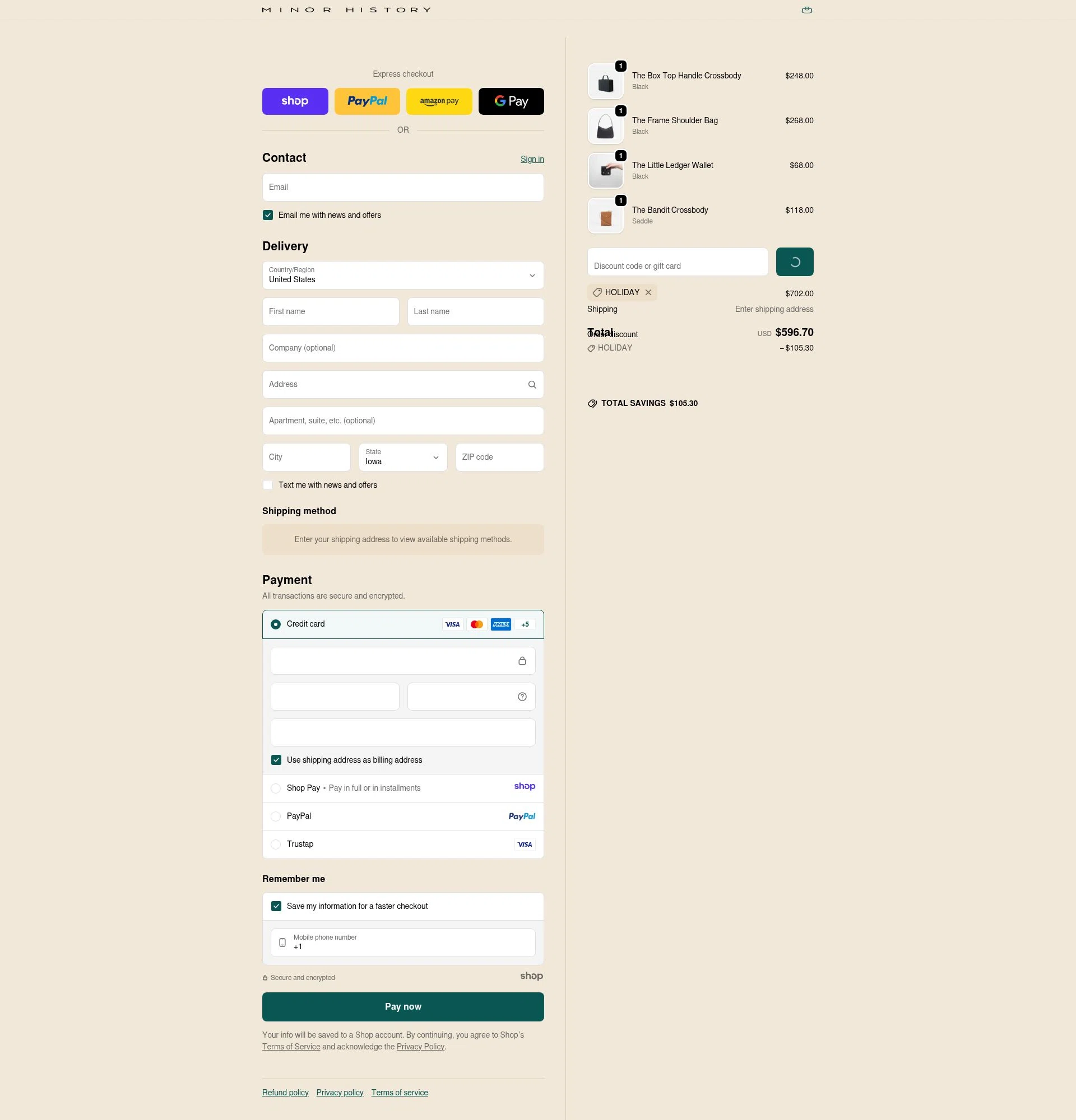 Minor History checkout page showing Minor History promo code box | Screenshot taken by SimplyCodes community member on Dec 30, 2025