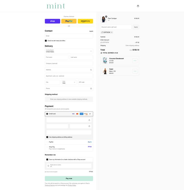 Mint checkout page showing Mint promo code box | Screenshot taken by SimplyCodes community member on Sep 8, 2025