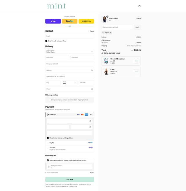 Mint checkout page showing Mint promo code box | Screenshot taken by SimplyCodes community member on Sep 12, 2025