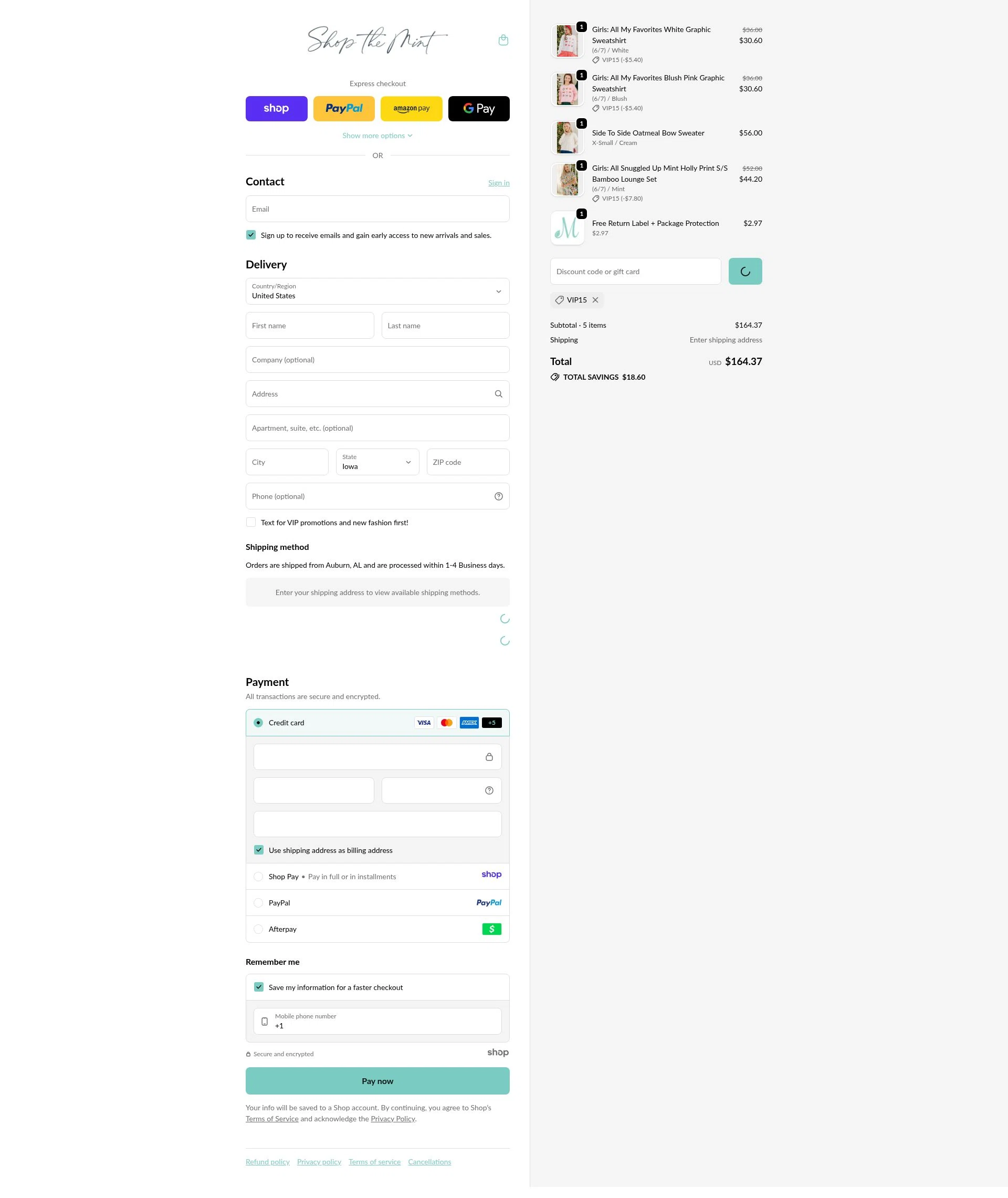 Mint Julep Boutique checkout page showing Mint Julep Boutique coupon code box | Screenshot taken by SimplyCodes community member on Dec 28, 2025