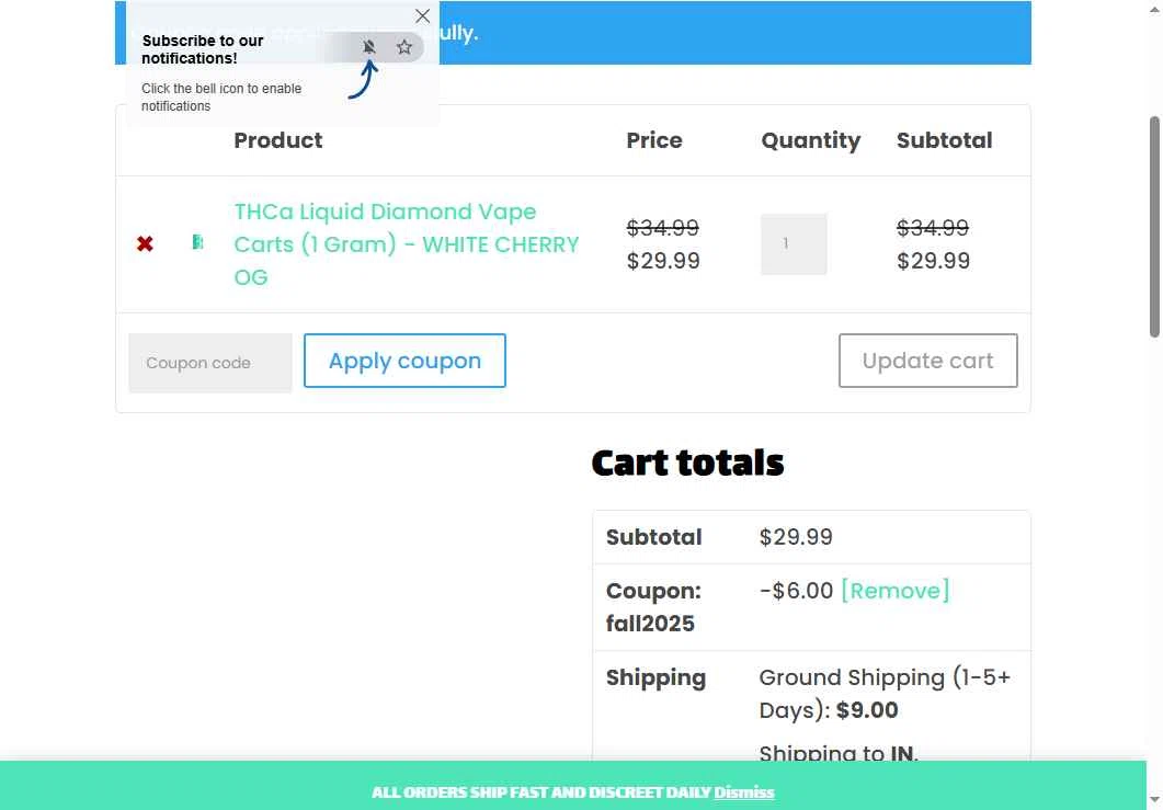 Mints Market checkout page showing Mints Market coupon code box | Screenshot taken by SimplyCodes community member on Dec 4, 2025