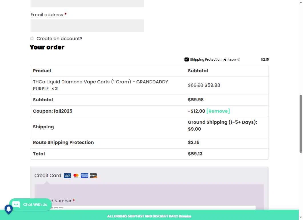 Mints Market checkout page showing Mints Market coupon code box | Screenshot taken by SimplyCodes community member on Jan 31, 2026