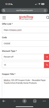 CASSIE coupon verification screenshot