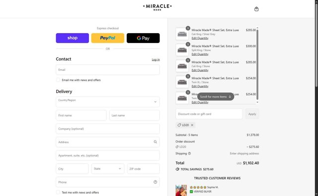Miracle Brand checkout page showing Miracle Brand promo code box | Screenshot taken by SimplyCodes community member on Sep 2, 2025