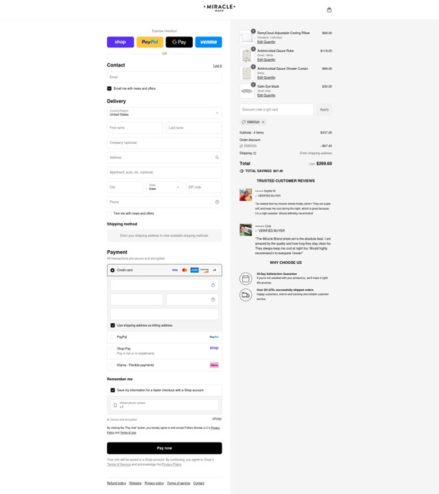 Miracle Brand checkout page showing Miracle Brand promo code box | Screenshot taken by SimplyCodes community member on Sep 1, 2025