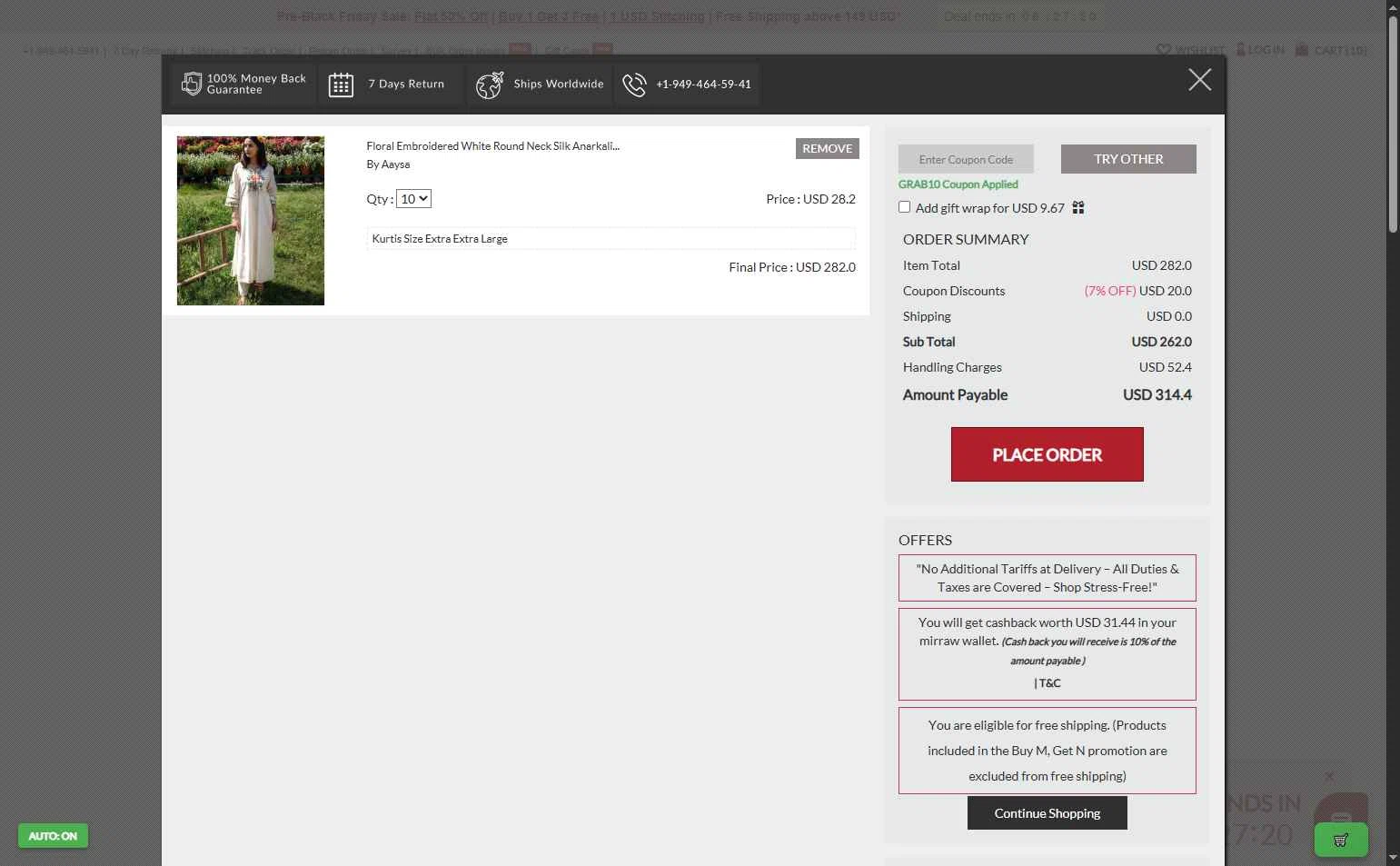 Mirraw checkout page showing Mirraw coupon code box | Screenshot taken by SimplyCodes community member on Nov 25, 2025