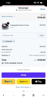 JENNIFER coupon verification screenshot