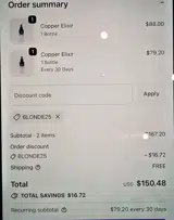 BLONDE25 coupon verification screenshot