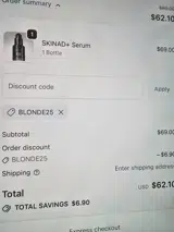 BLONDE25 coupon verification screenshot
