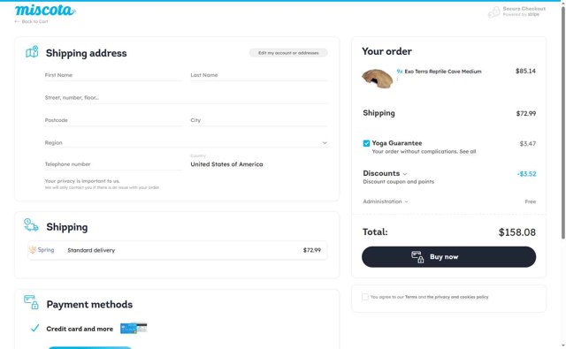 Miscota checkout page showing Miscota promo code box | Screenshot taken by SimplyCodes community member on Jul 25, 2025