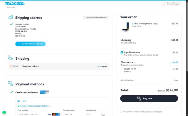 Miscota checkout page showing Miscota promo code box | Screenshot taken by SimplyCodes community member on Jul 25, 2025