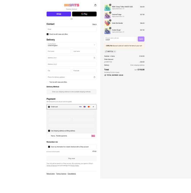 Misfits Health checkout page showing Misfits Health promo code box | Screenshot taken by SimplyCodes community member on Sep 9, 2025