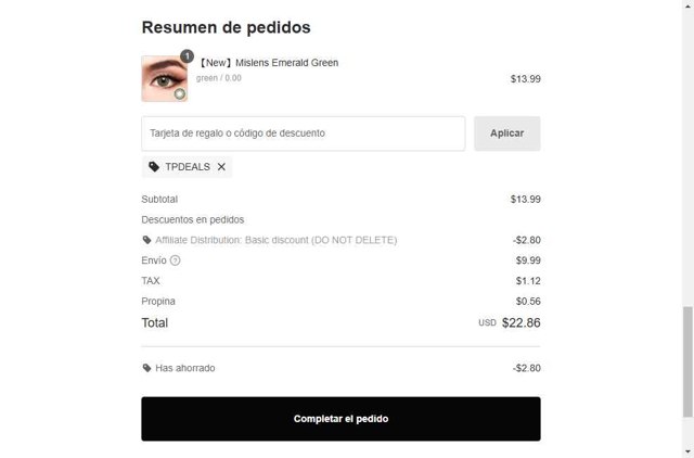 Mislens checkout page showing Mislens coupon code box | Screenshot taken by SimplyCodes community member on Sep 3, 2025