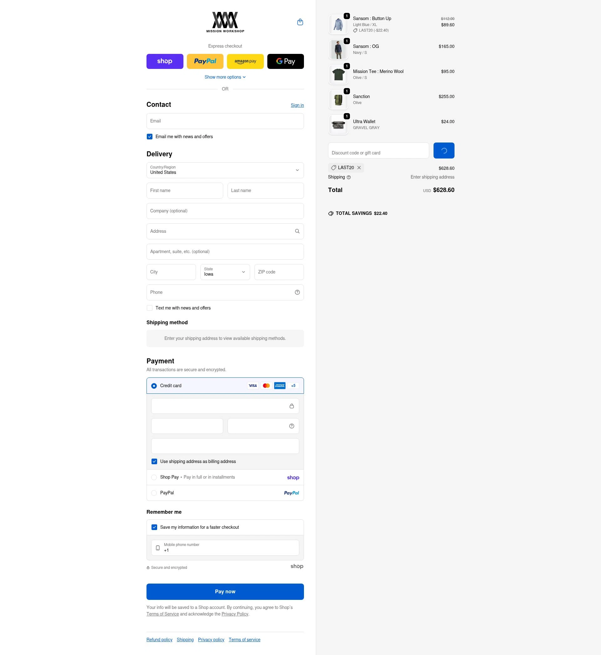 Mission Workshop checkout page showing Mission Workshop promo code box | Screenshot taken by SimplyCodes community member on Jan 25, 2026