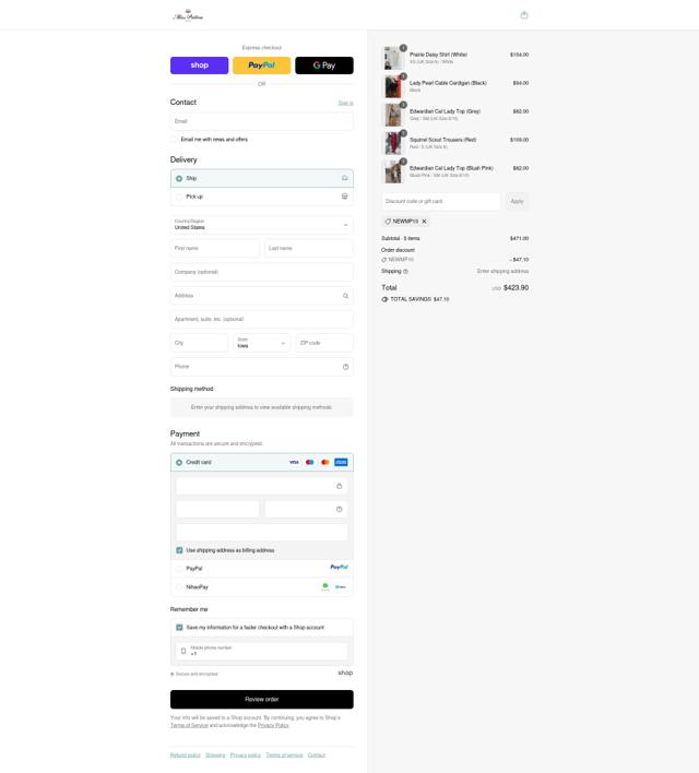 Miss Patina checkout page showing Miss Patina discount code box | Screenshot taken by SimplyCodes community member on Sep 11, 2025