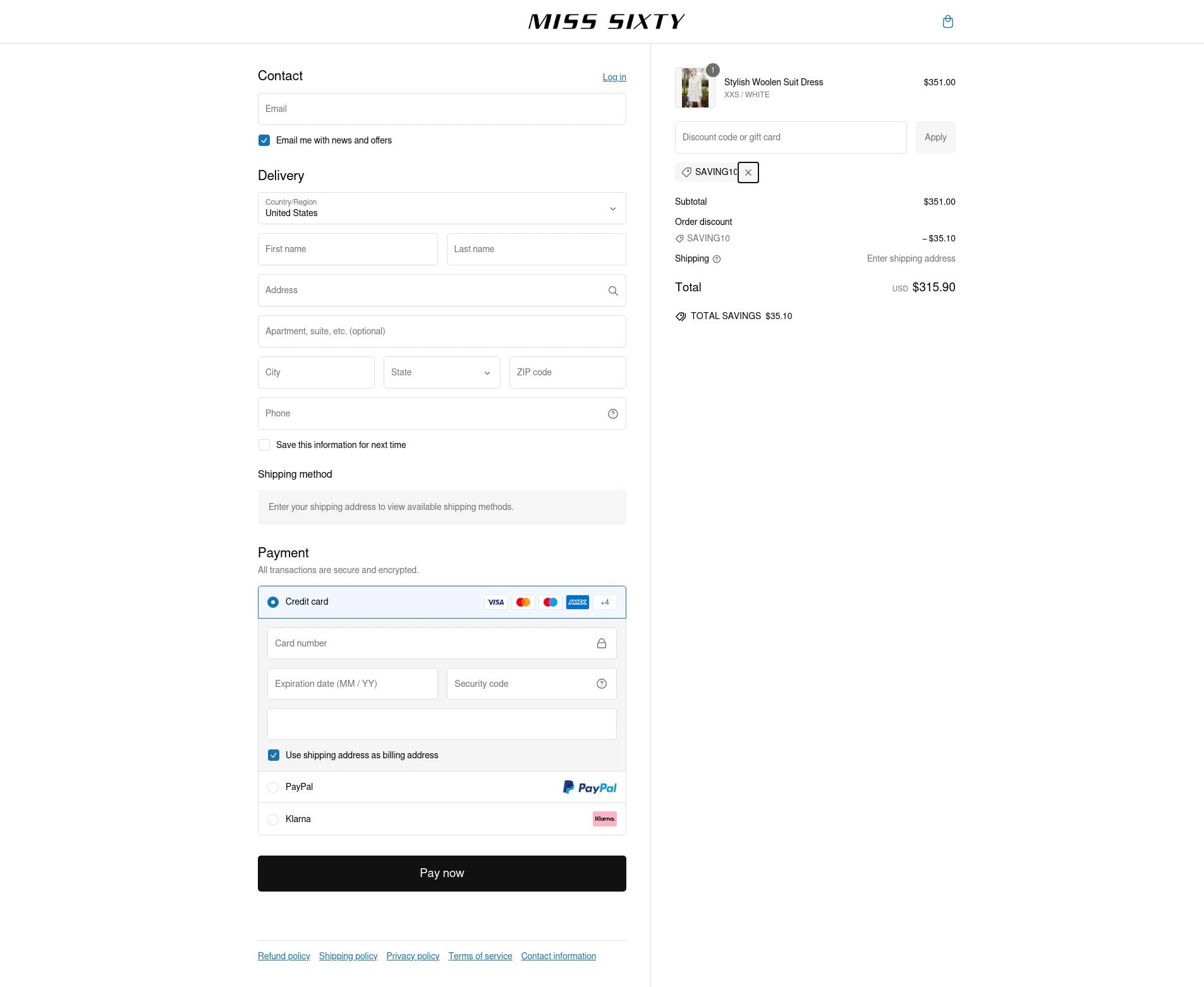 how to use Miss Sixty coupons
