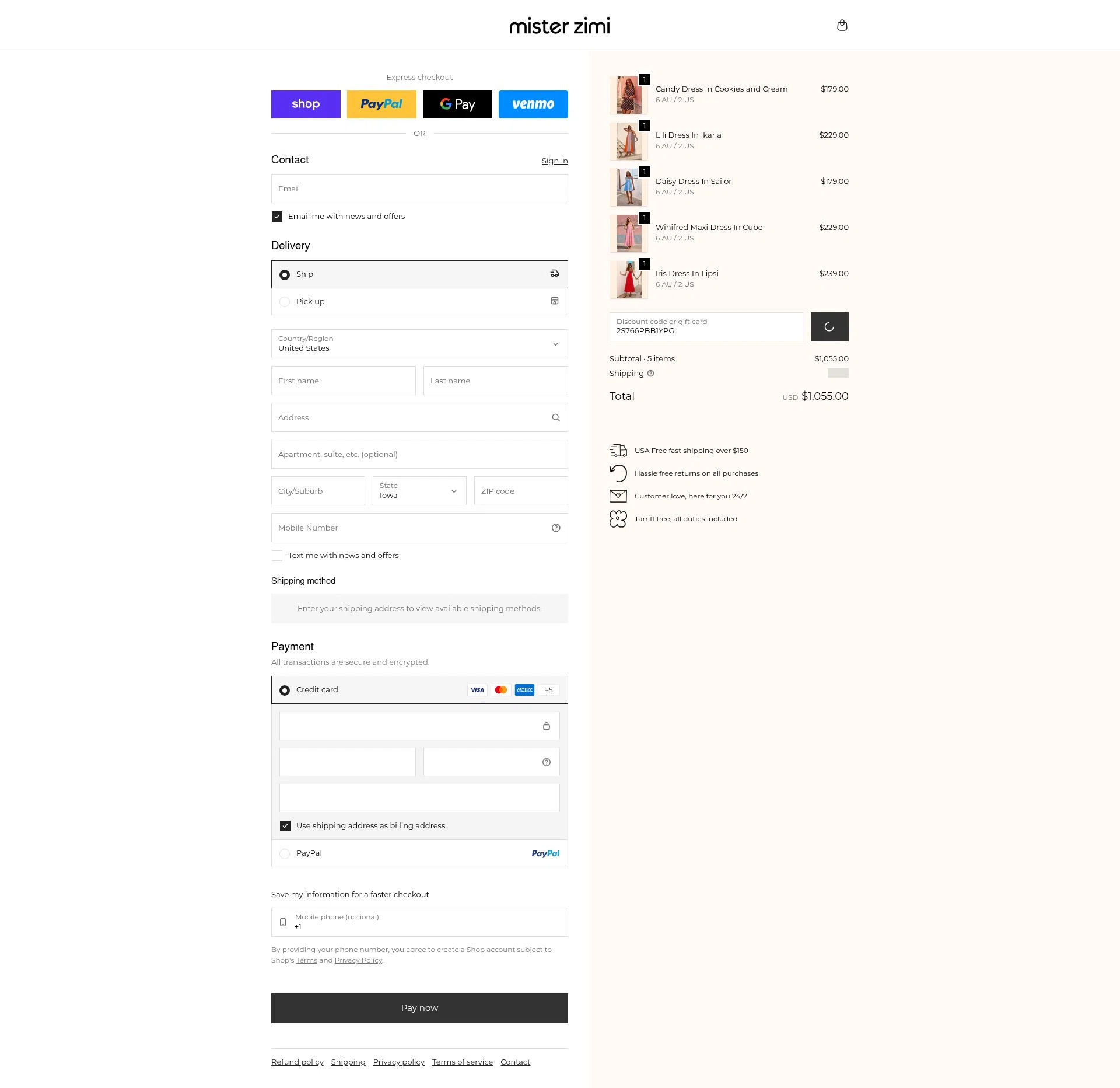 Mister Zimi checkout page showing Mister Zimi promo code box | Screenshot taken by SimplyCodes community member on Feb 11, 2026
