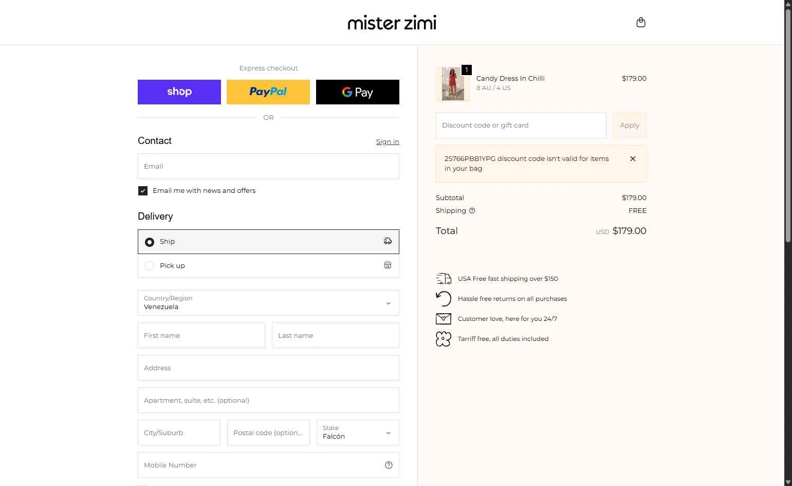 Mister Zimi checkout page showing Mister Zimi promo code box | Screenshot taken by SimplyCodes community member on Feb 16, 2026