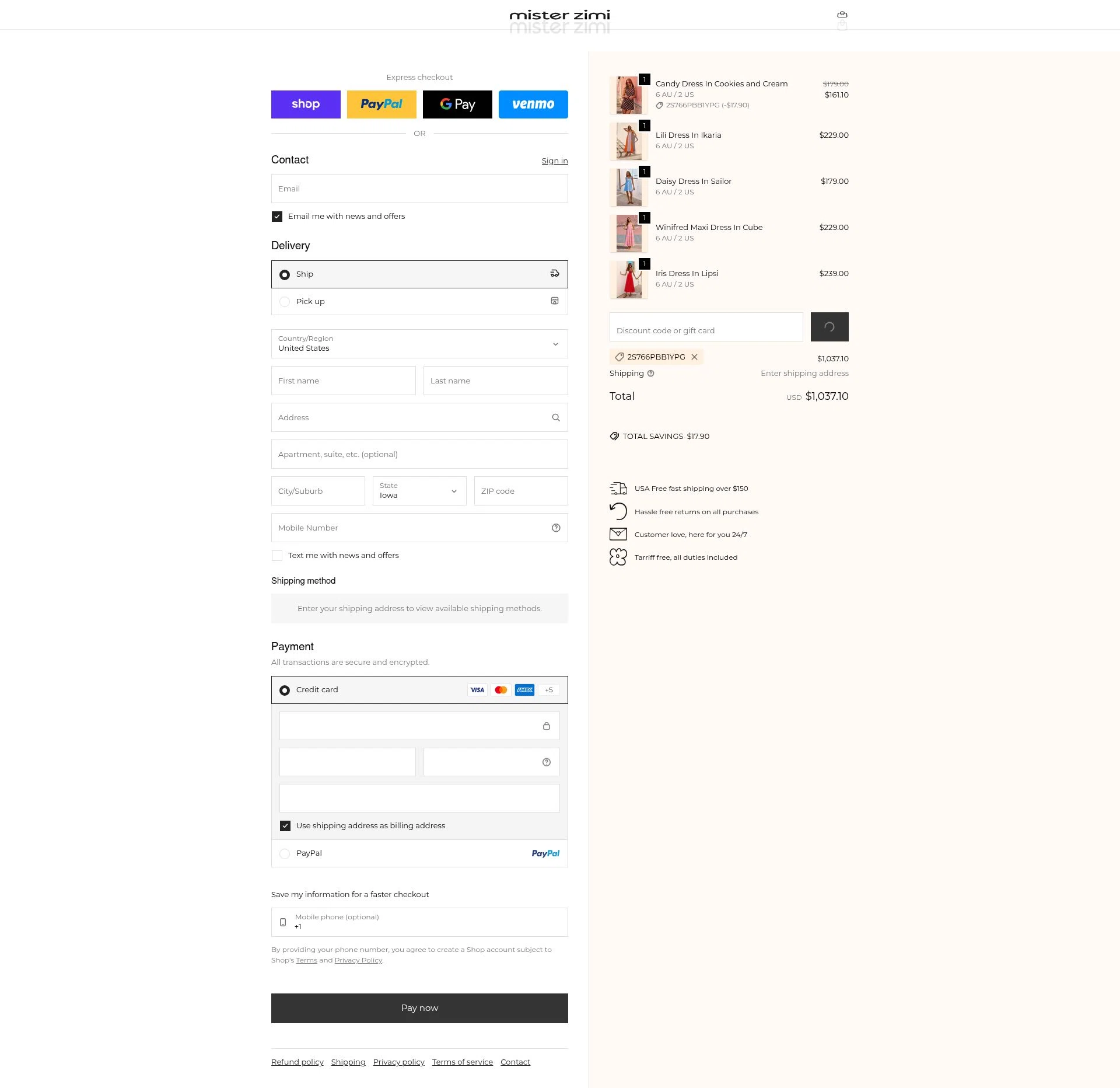 Mister Zimi checkout page showing Mister Zimi promo code box | Screenshot taken by SimplyCodes community member on Feb 13, 2026