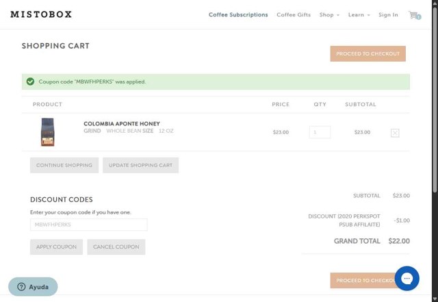 MistoBox checkout page showing MistoBox promo code box | Screenshot taken by SimplyCodes community member on Aug 6, 2025