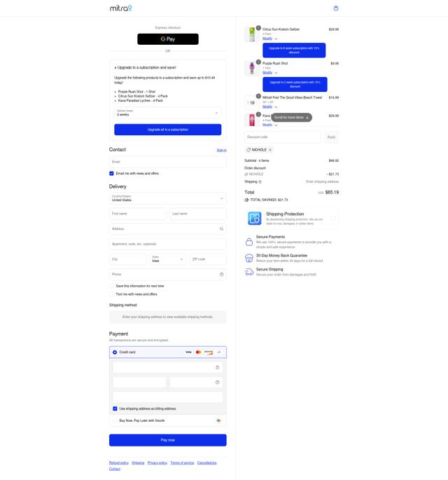 Mitra9 checkout page showing Mitra9 discount code box | Screenshot taken by SimplyCodes community member on Sep 13, 2025