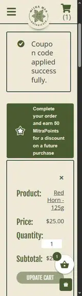 Mitra Man coupon verification screenshot