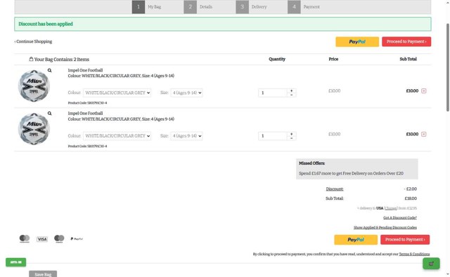 Mitre checkout page showing Mitre discount code box | Screenshot taken by SimplyCodes community member on Sep 3, 2025