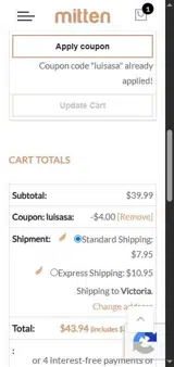luisasa coupon verification screenshot