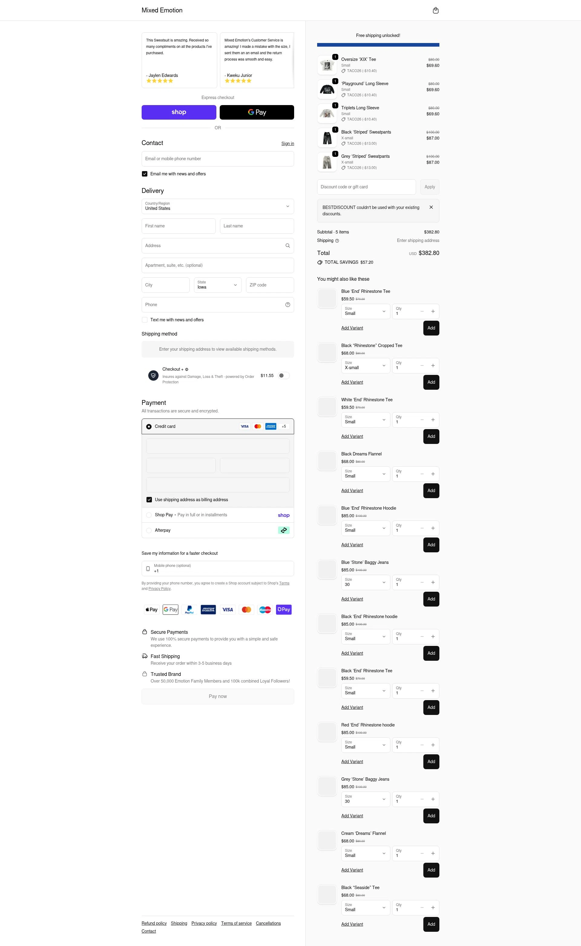 Mixed Emotion checkout page showing Mixed Emotion discount code box | Screenshot taken by SimplyCodes community member on Feb 11, 2026